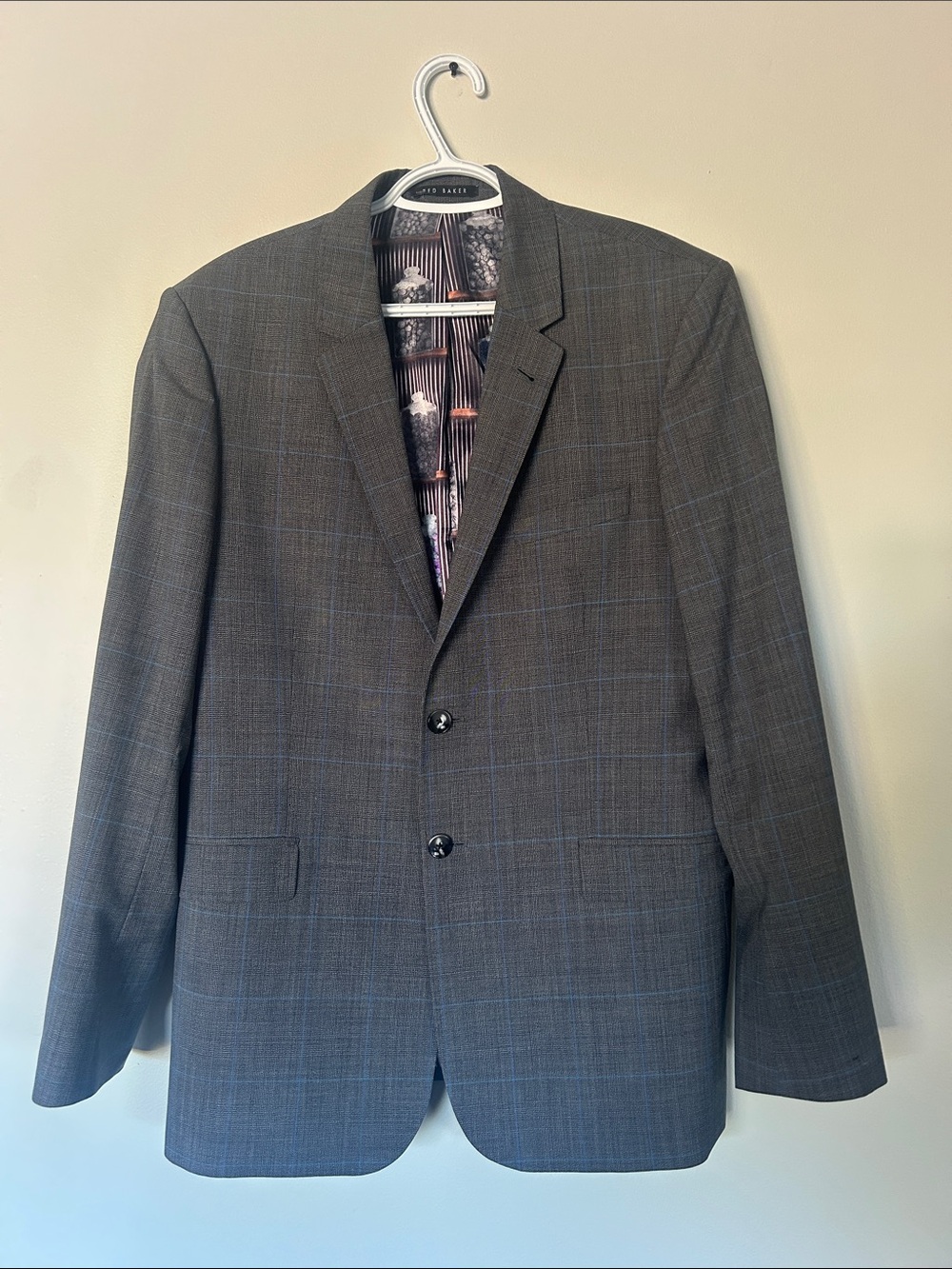 Ted Baker Gray Plaid Two-Button suit